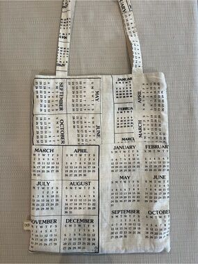 Canvas Linen Calendar Print Tote Bag Artisan made